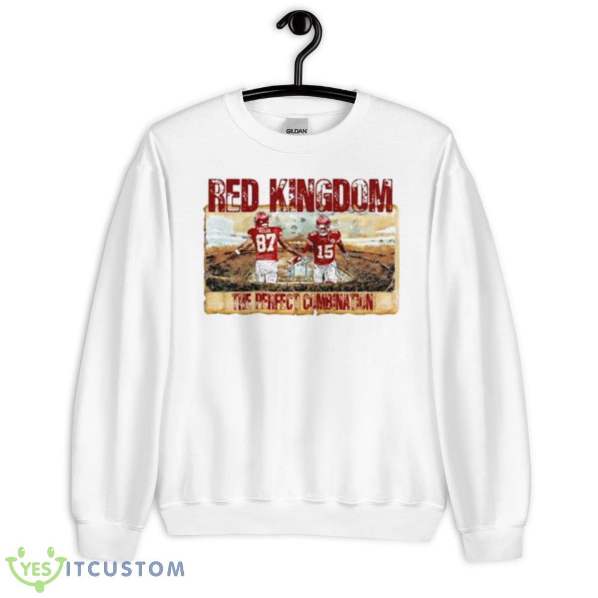 Kelce Mahomes Red Kingdom The Perfect Combination Shirt 2 Kelce Mahomes Red Kingdom The Perfect Combination Shirt - Unisex Heavy Blend Crewneck Sweatshirt