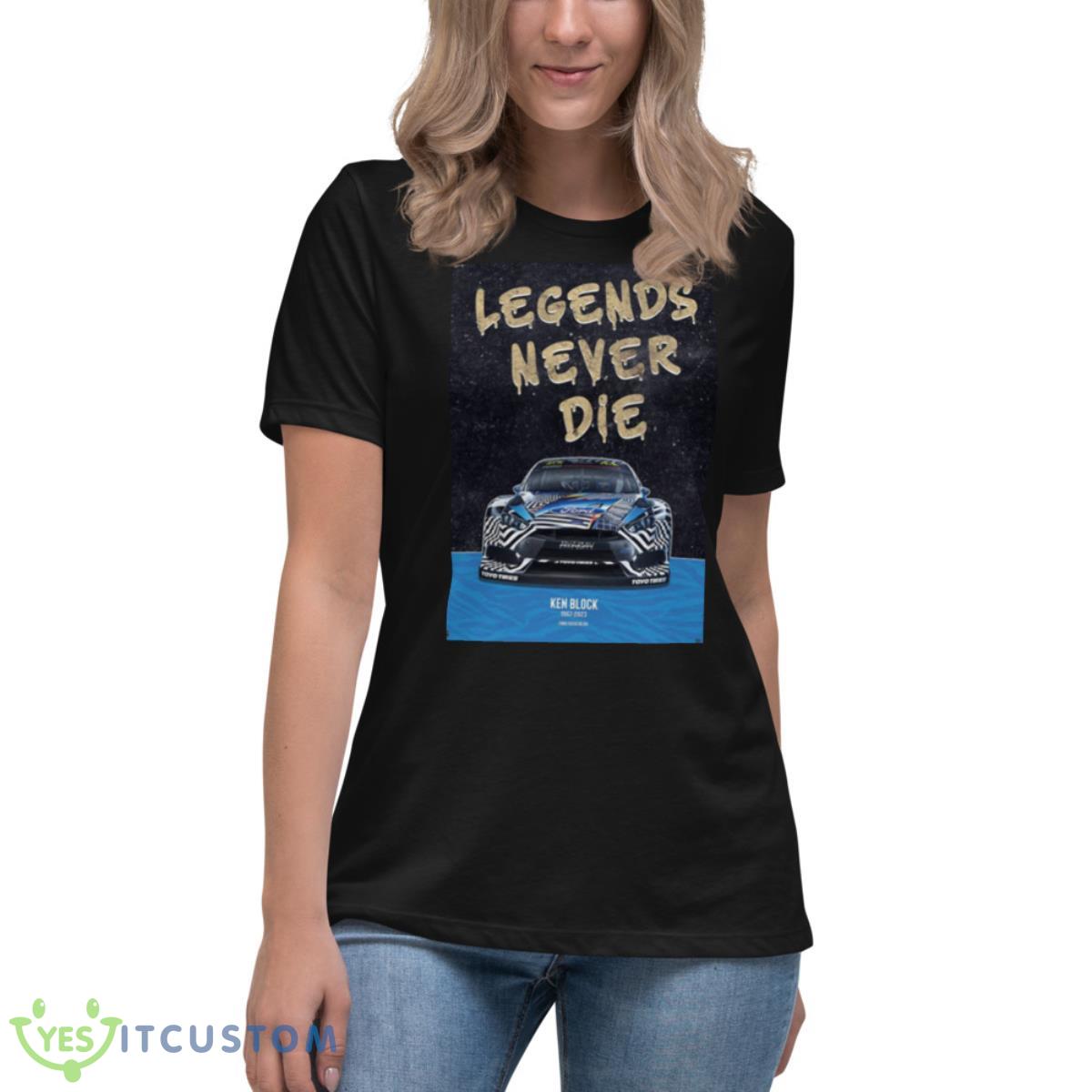 Ken Block’s Ford Focus Rs Rx Gymkhana Car Shirt 6 Ken Block’s Ford Focus Rs Rx Gymkhana Car Shirt - Women's Relaxed Short Sleeve Jersey Tee