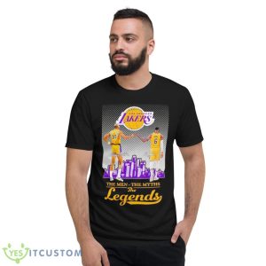 Los Angeles Lakers Abdul Jabbar And Lebron James The Men The Myth The Legends Signatures Shirt - Short Sleeve T-Shirt