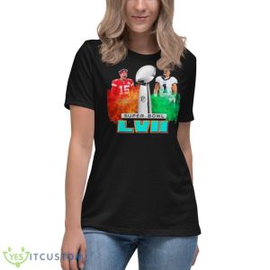 Mahomes And Hurts Super Bowl LVII 2023 Shirt 11 Mahomes And Hurts Super Bowl LVII 2023 Shirt - Women's Relaxed Short Sleeve Jersey Tee
