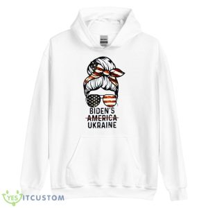 Messy Bun Biden’s America Ukraine Biden 2024 Shirt - Unisex Heavy Blend Hooded Sweatshirt