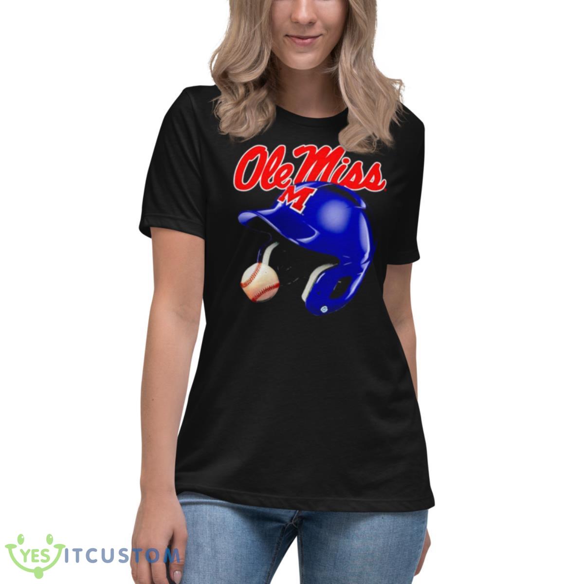 Ole Miss Rebels Batting Helmet Shirt 6 Ole Miss Rebels Batting Helmet Shirt - Women's Relaxed Short Sleeve Jersey Tee