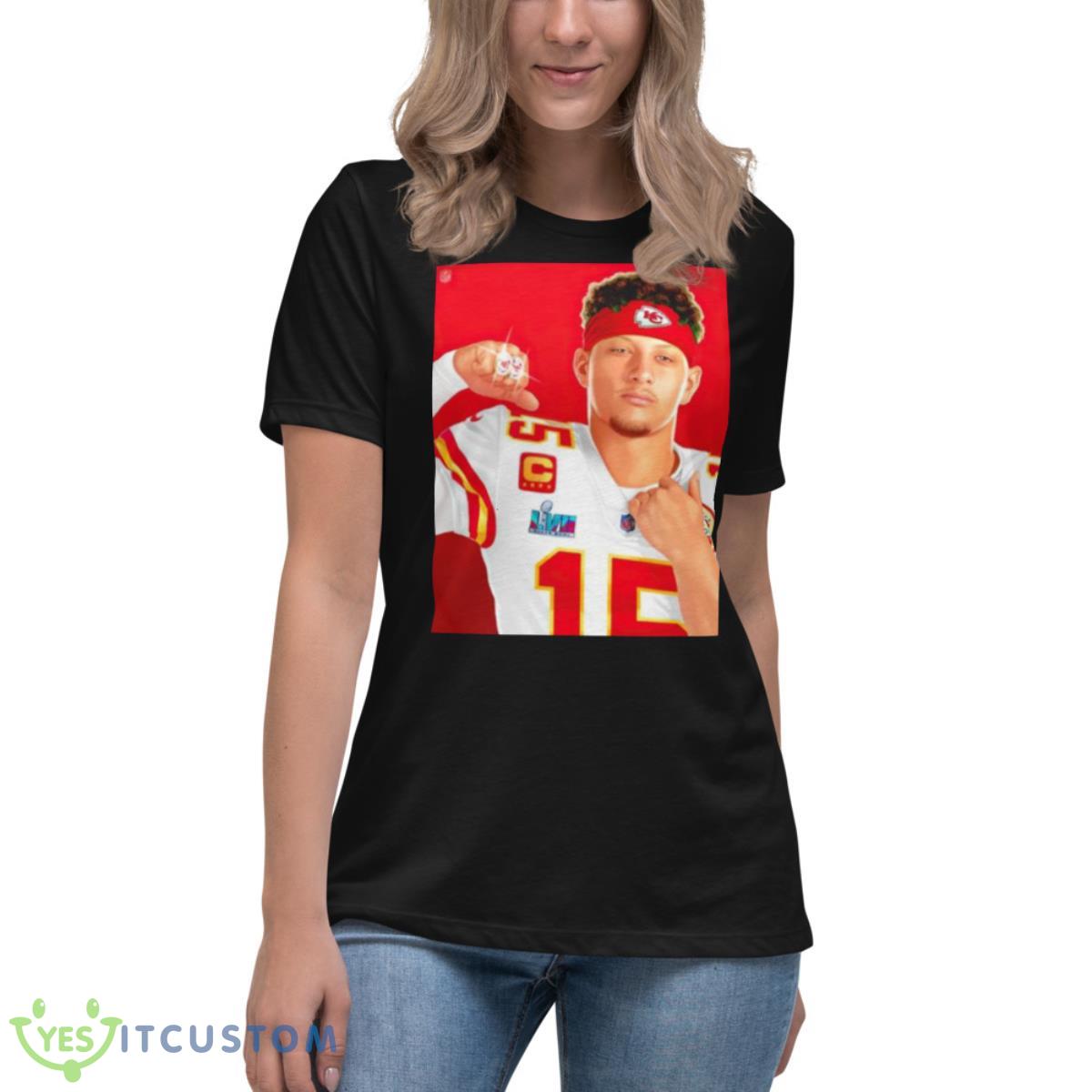 Patrick Mahomes 2x Super Bowl Champion Shirt 6 Patrick Mahomes 2x Super Bowl Champion Shirt - Women's Relaxed Short Sleeve Jersey Tee