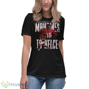 Patrick Mahomes II VS Travis Kelce Kansas City Football Shirt 11 Patrick Mahomes II VS Travis Kelce Kansas City Football Shirt - Women's Relaxed Short Sleeve Jersey Tee
