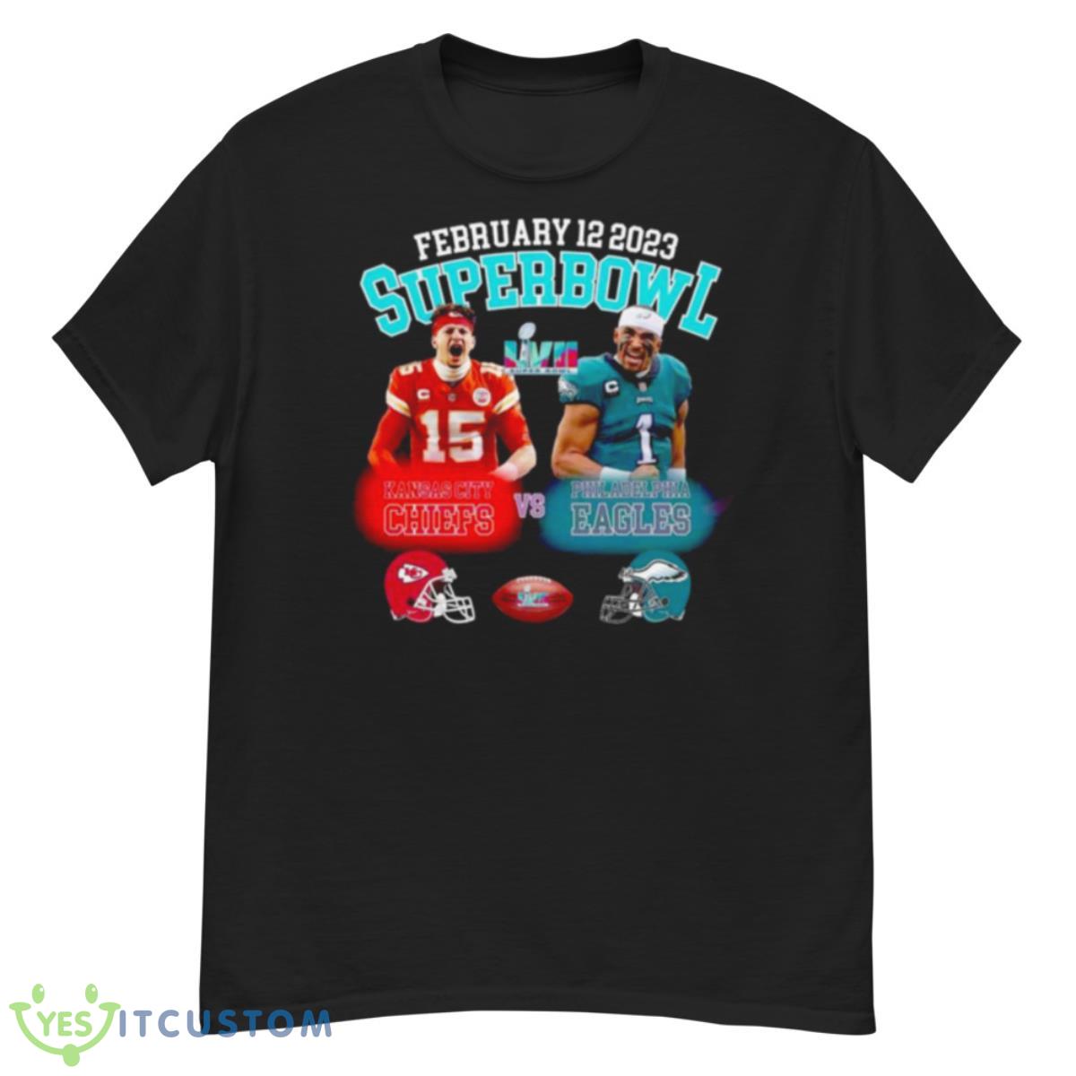 Patrick Mahomes Vs Jalen Hurts Super Bowl LVII Chiefs Vs Eagles 2023 Shirt 12 Patrick Mahomes Vs Jalen Hurts Super Bowl LVII Chiefs Vs Eagles 2023 Shirt - G500 Men’s Classic T-Shirt