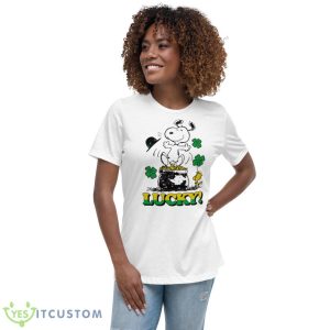 Peanuts Snoopy Lucky St Patrick’s Day Pot O’ Gold Shirt - Women's Relaxed Short Sleeve Jersey Tee