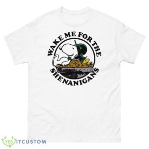 Peanuts Snoopy St Patrick’s Day Wake Me For The Shenanigans Shirt - 500 Men’s Classic Tee Gildan