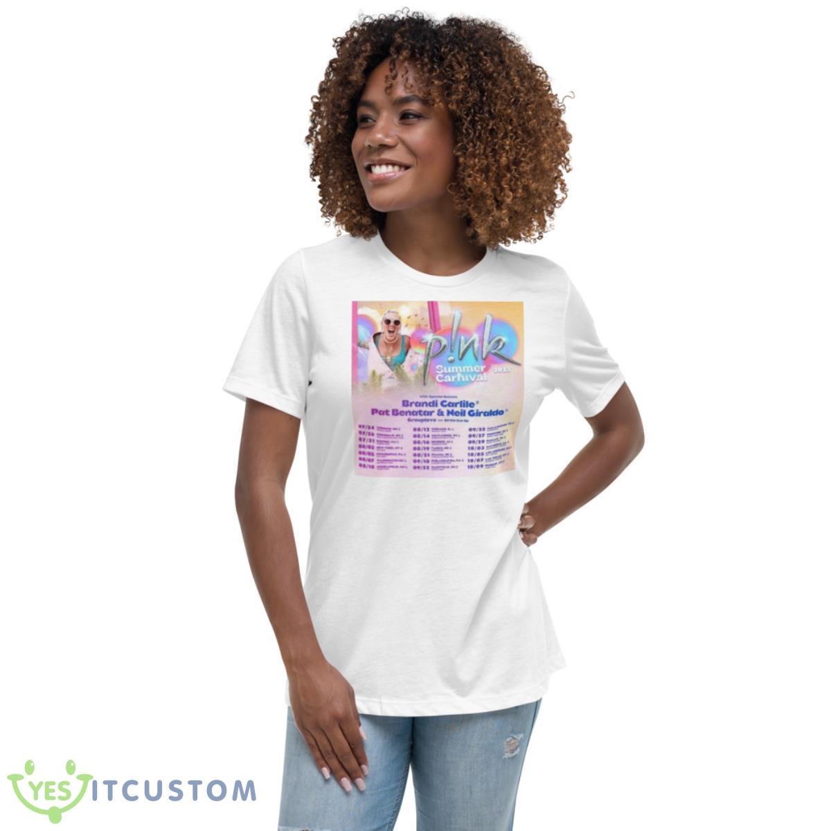 Pink Summer Carnival Dates 2023 Tour Shirt 5 Pink Summer Carnival Dates 2023 Tour Shirt - Women's Relaxed Short Sleeve Jersey Tee