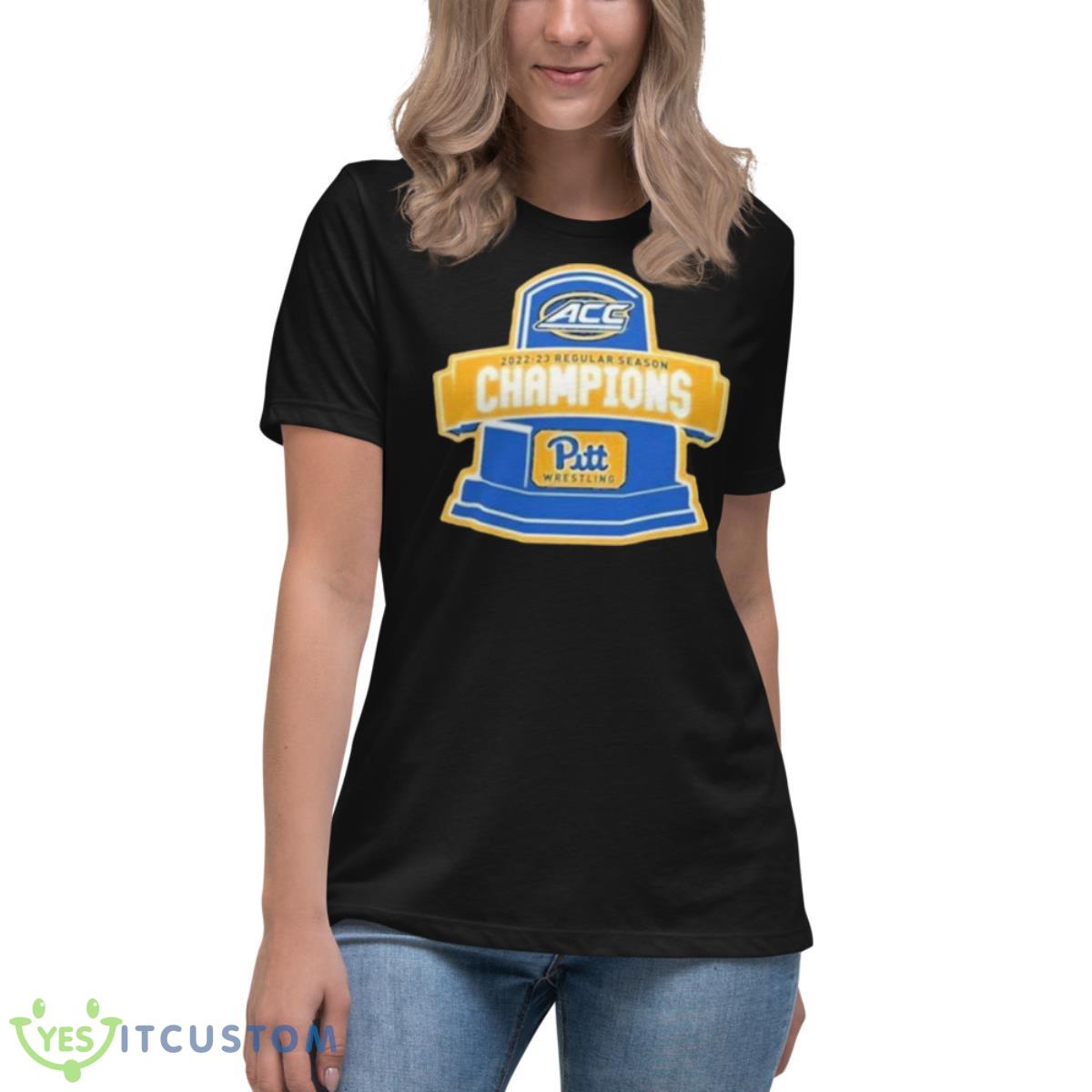 Pitt Wrestling 2023 ACC Regular Season Champions Shirt 6 Pitt Wrestling 2023 ACC Regular Season Champions Shirt - Women's Relaxed Short Sleeve Jersey Tee
