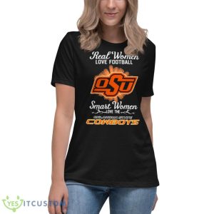 Real Women Love Football Smart Women Love The Oklahoma State Cowboys 2023 Logo Shirt - Women's Relaxed Short Sleeve Jersey Tee