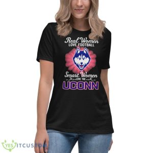Real Women Love Football Smart Women Love The UConn Huskies 2023 Logo Shirt - Women's Relaxed Short Sleeve Jersey Tee