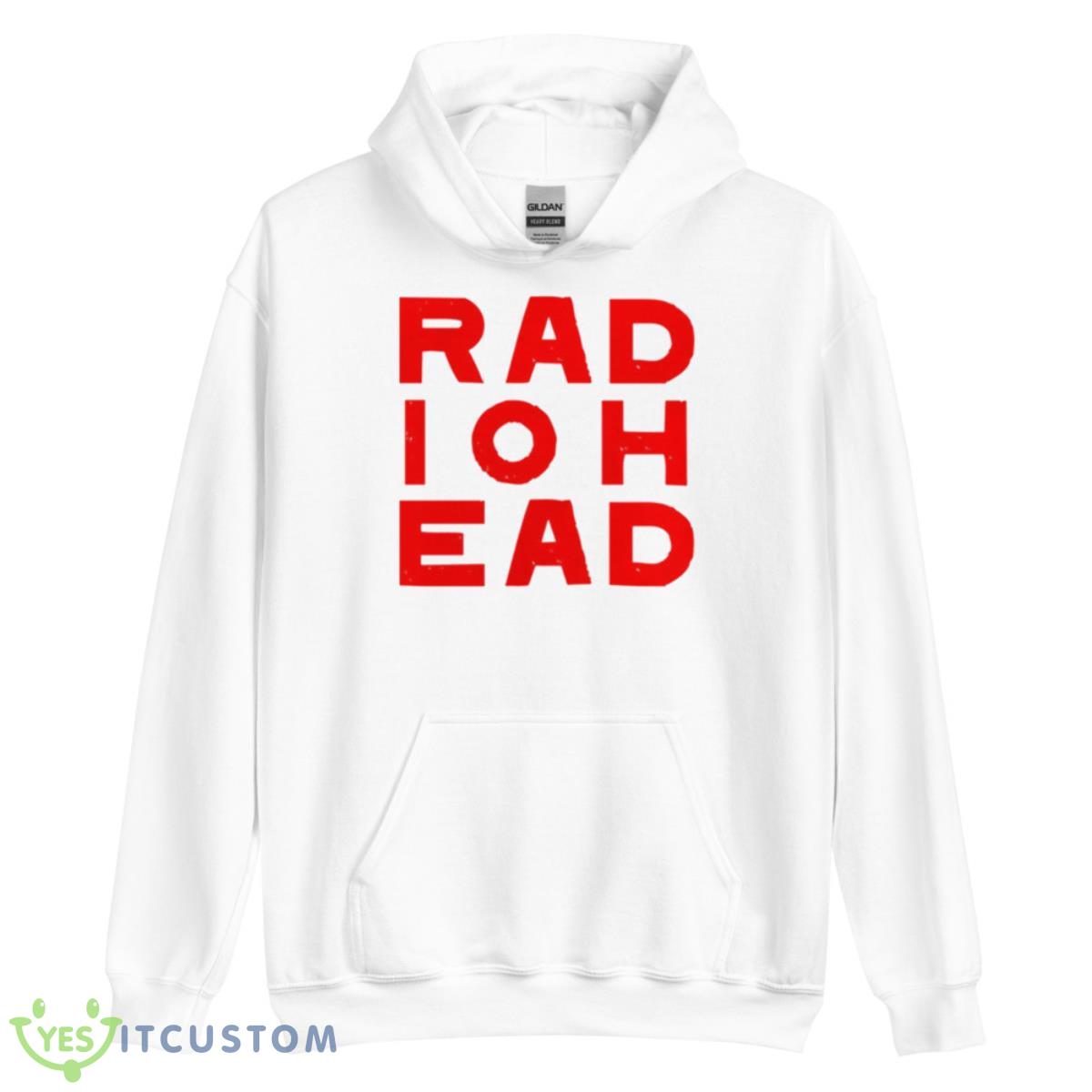 Red Typographic Logo Radiohead Shirt 3 Red Typographic Logo Radiohead Shirt - Unisex Heavy Blend Hooded Sweatshirt