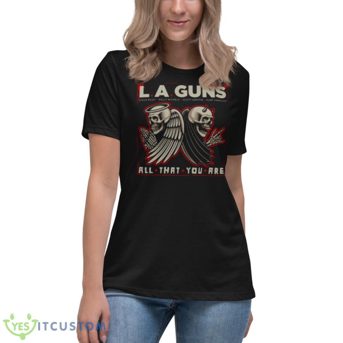 Rip And Tear L A Guns Band Shirt 6 Rip And Tear L A Guns Band Shirt - Women's Relaxed Short Sleeve Jersey Tee