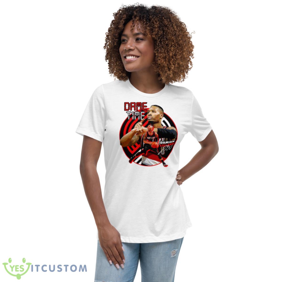 Round Design Damian Lillard Dame Time Signature Shirt 5 Round Design Damian Lillard Dame Time Signature Shirt - Women's Relaxed Short Sleeve Jersey Tee