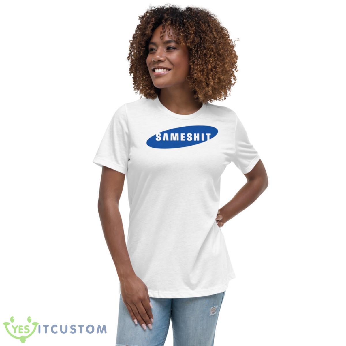 Same Shit Funny Logo Samsung Parody Shirt 5 Same Shit Funny Logo Samsung Parody Shirt - Women's Relaxed Short Sleeve Jersey Tee