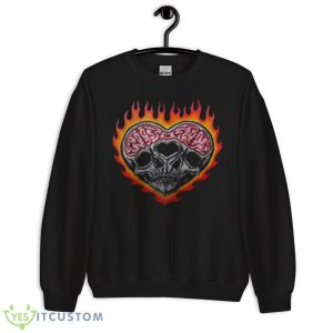 Skull Skeleton Love Fire Shirt - Unisex Crewneck Sweatshirt