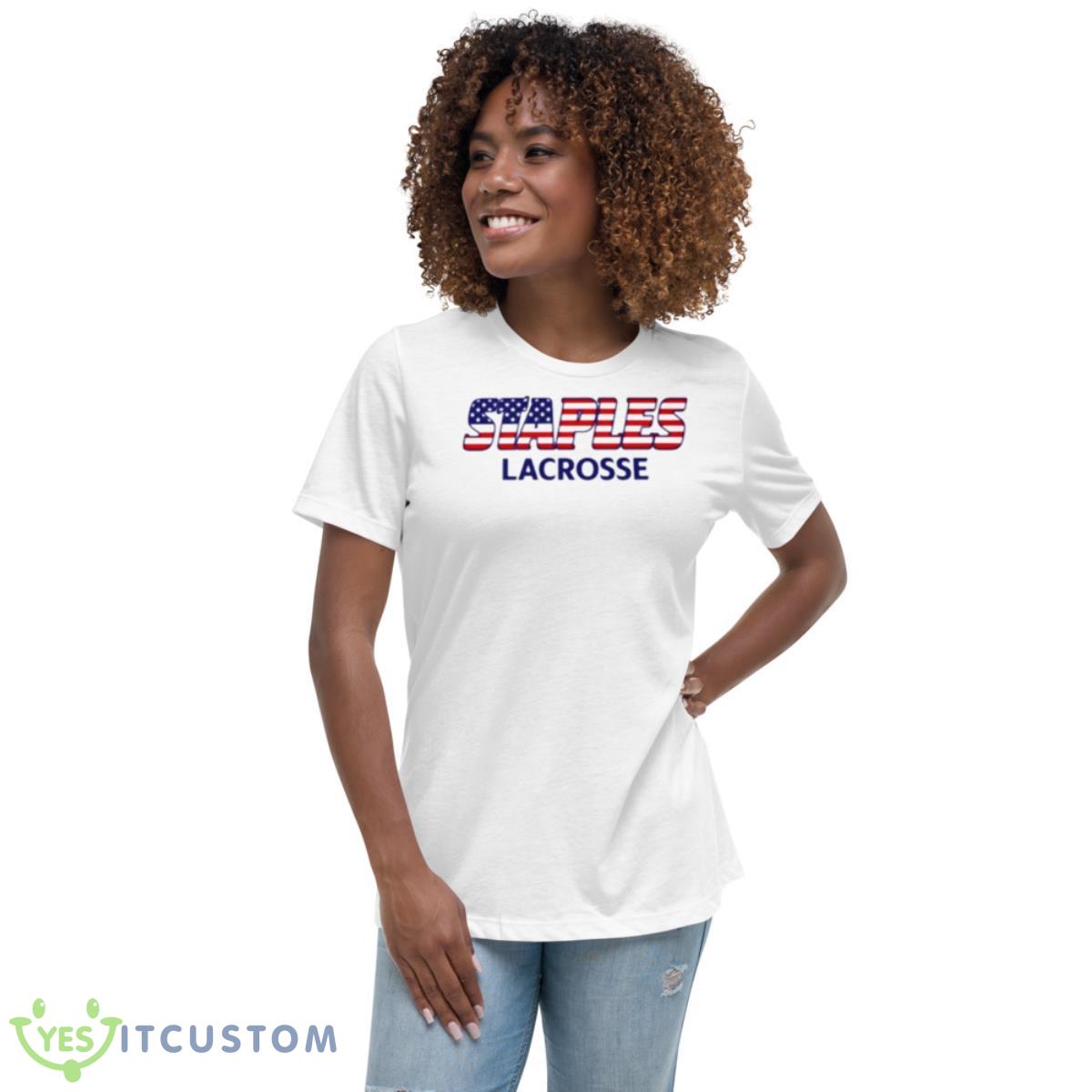 Staples Lacrosse USA Flag Shirt 5 Staples Lacrosse USA Flag Shirt - Women's Relaxed Short Sleeve Jersey Tee