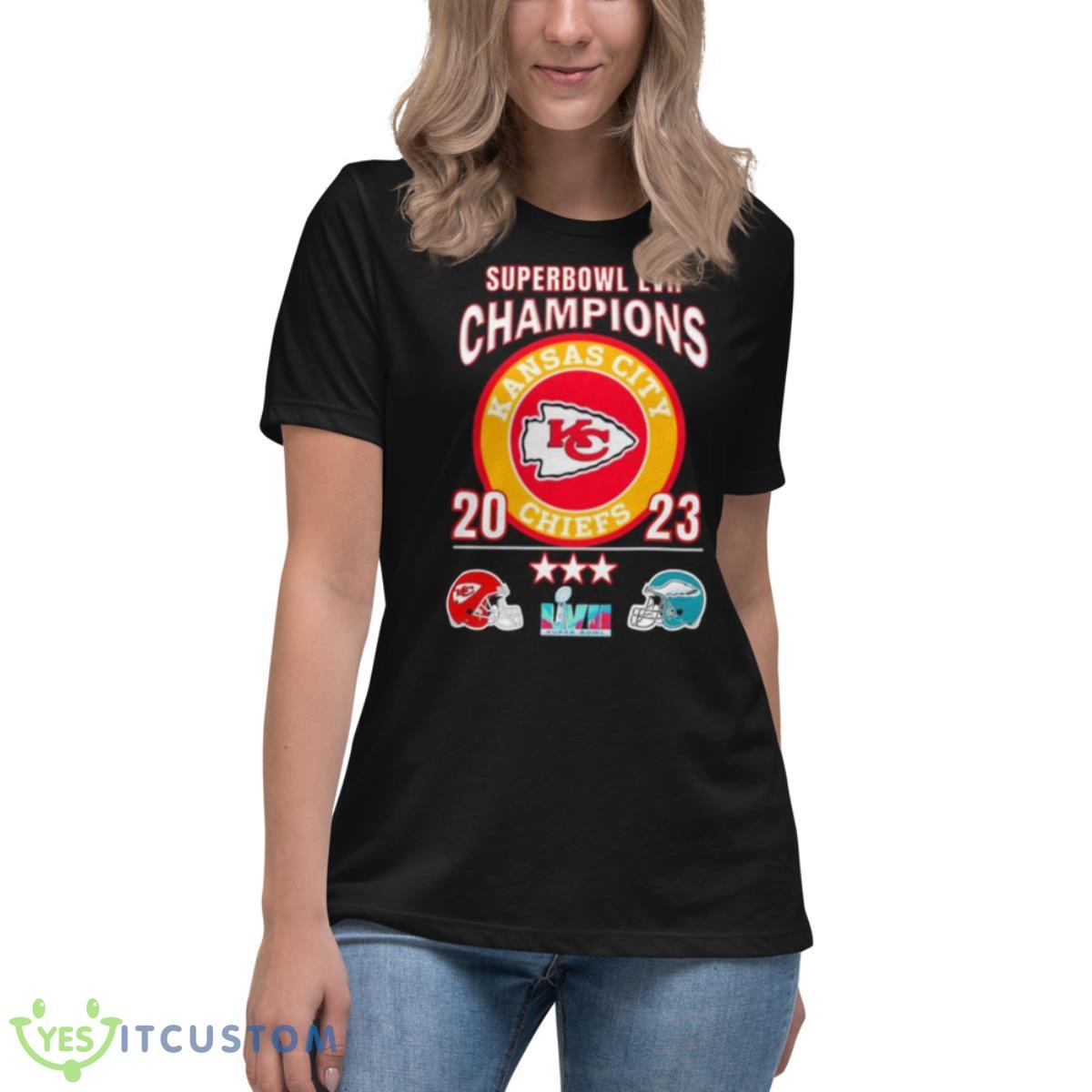 Super Bowl LVII Champions 2023 Chiefs Vs Eagles Shirt 6 Super Bowl LVII Champions 2023 Chiefs Vs Eagles Shirt - Women's Relaxed Short Sleeve Jersey Tee