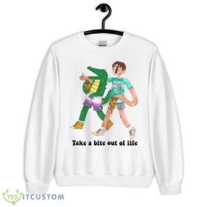 Take A Bite Out Of Life Eating Pizza Shirt - Unisex Heavy Blend Crewneck Sweatshirt
