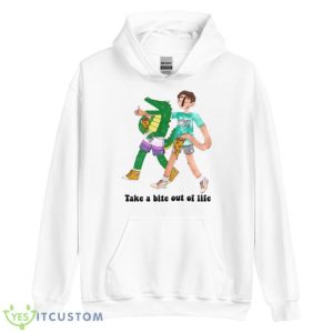 Take A Bite Out Of Life Eating Pizza Shirt - Unisex Heavy Blend Hooded Sweatshirt