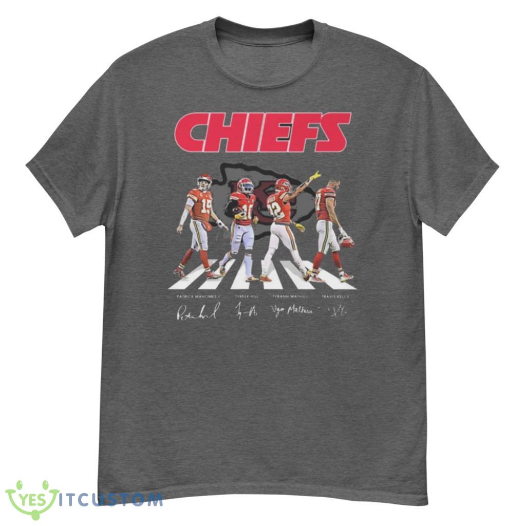 The Chiefs Patrick Mahomes II Tyreek Hill Tyrann Mathieu And Travis Kelce Abbey Road Signatures Shirt 5 The Chiefs Patrick Mahomes II Tyreek Hill Tyrann Mathieu And Travis Kelce Abbey Road Signatures Shirt Product Photo 5