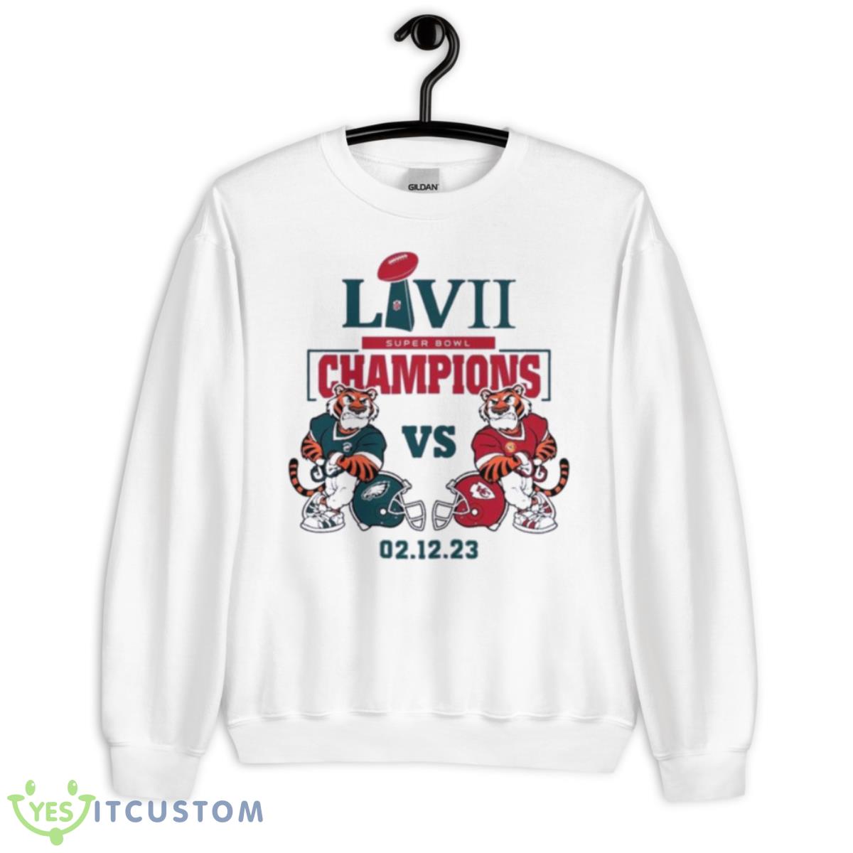 Tigers Eagles Vs Chiefs Super Bowl LVII Champions 2023 Shirt 2 Tigers Eagles Vs Chiefs Super Bowl LVII Champions 2023 Shirt - Unisex Heavy Blend Crewneck Sweatshirt