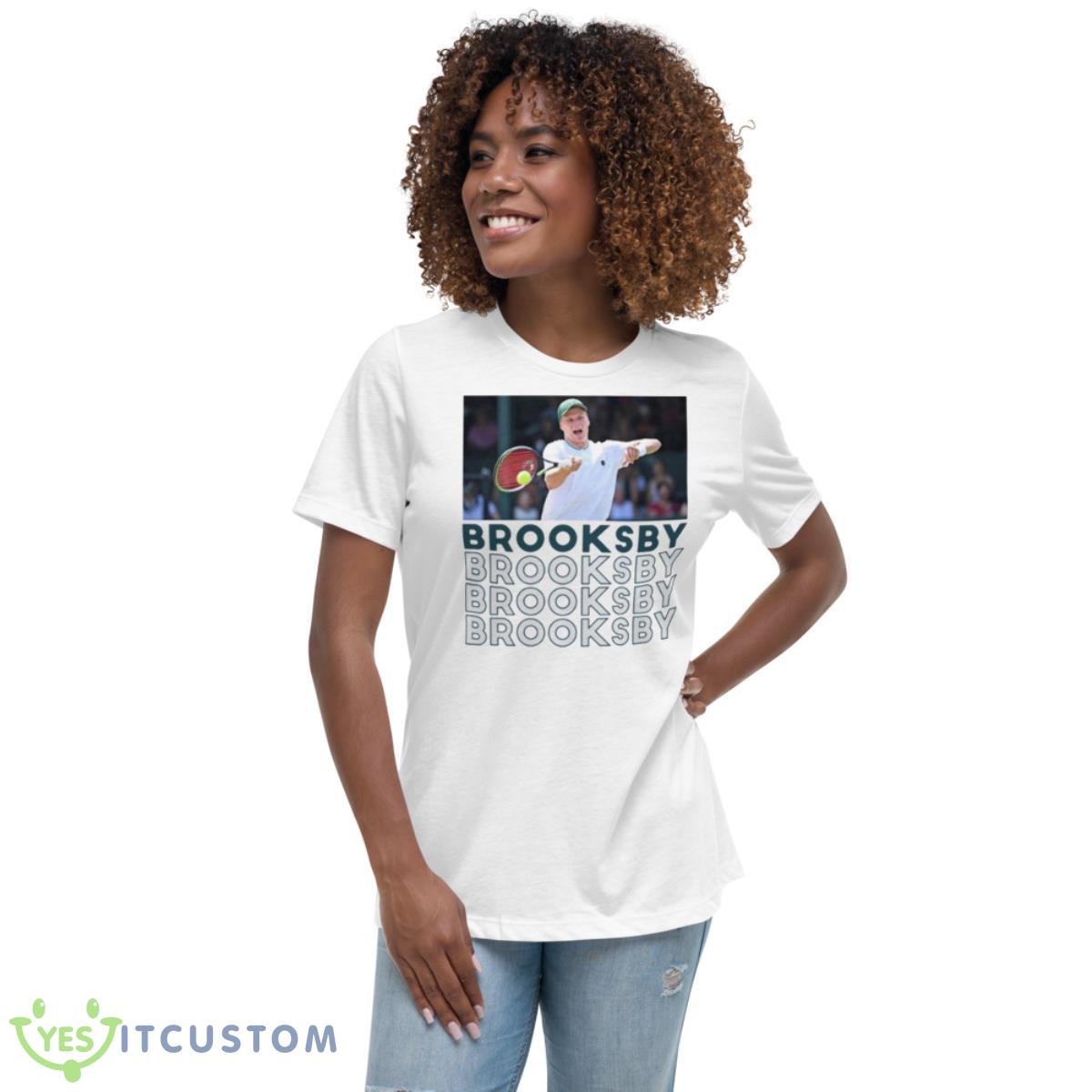 Typo Design Tennis Player Jenson Brooksby Shirt 5 Typo Design Tennis Player Jenson Brooksby Shirt - Women's Relaxed Short Sleeve Jersey Tee