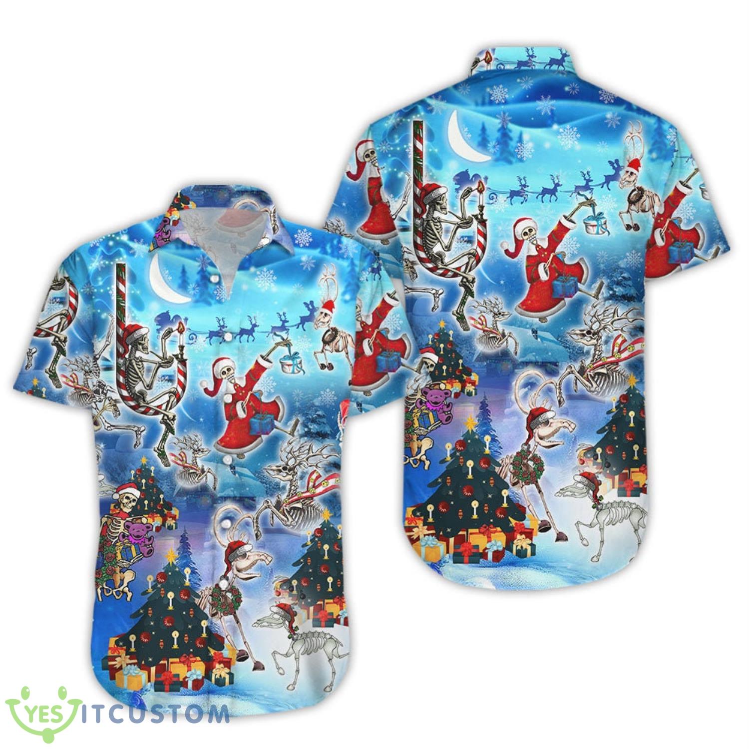 Aloha Christmas With Skeleton Button Down Shirts Best Beach Gift Ideas 3 Aloha Christmas With Skeleton Button Down Shirts Best Beach Gift Ideas Product Photo 3