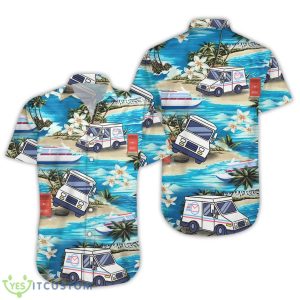 Beach Postal Worker Trucks Tropical Aloha Button Down Shirts Product Photo 2