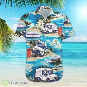 Beach Postal Worker Trucks Tropical Aloha Button Down Shirts Product Photo 3