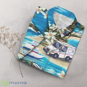 Beach Postal Worker Trucks Tropical Aloha Button Down Shirts Product Photo 5