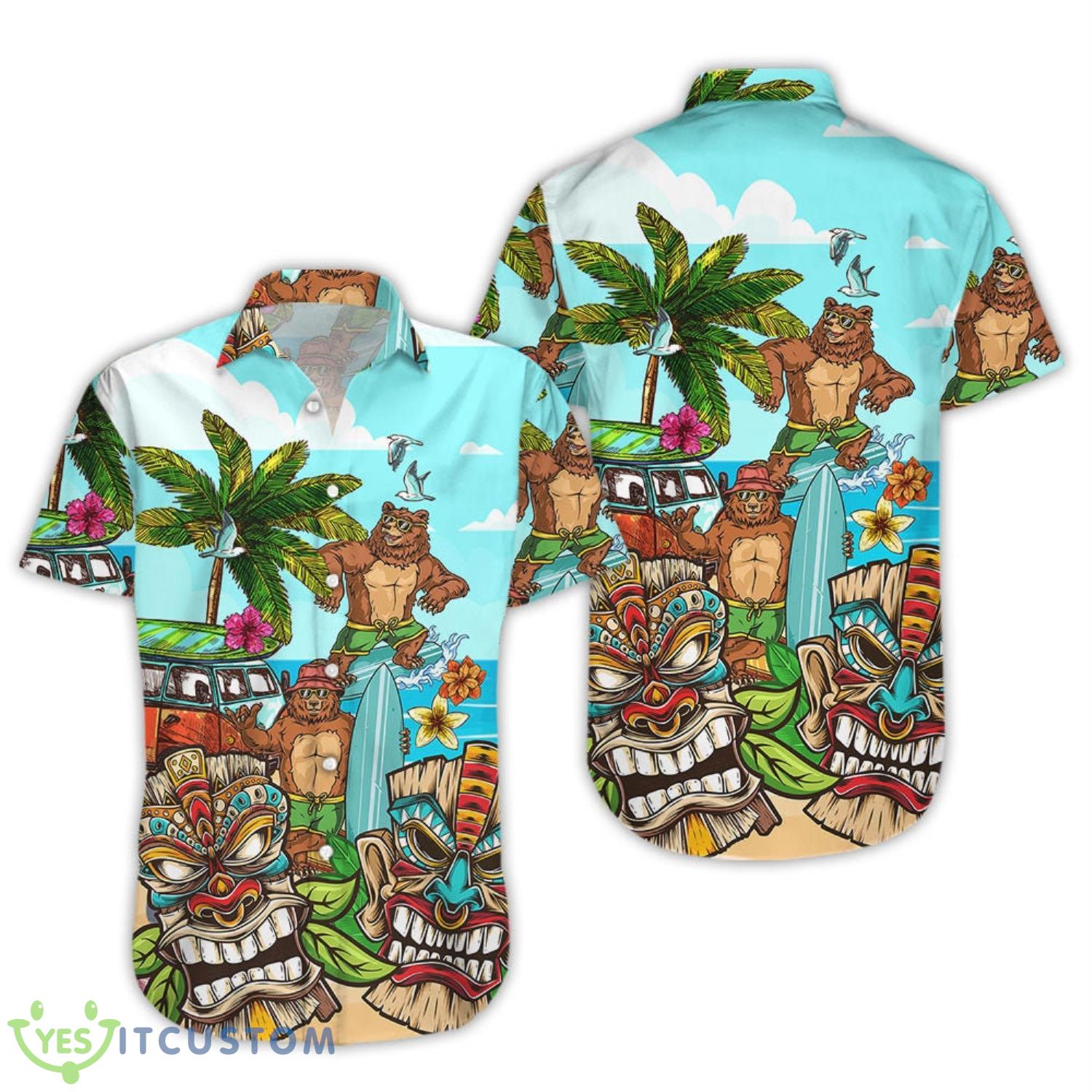 Bear Bear And Native Tiki Button Down Shirts Tropical Themed Gift Ideas 11 Bear Bear And Native Tiki Button Down Shirts Tropical Themed Gift Ideas Product Photo 3