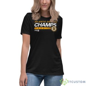 Boston Bruins 2023 Atlantic Division Champions Shirt - Women's Relaxed Short Sleeve Jersey Tee