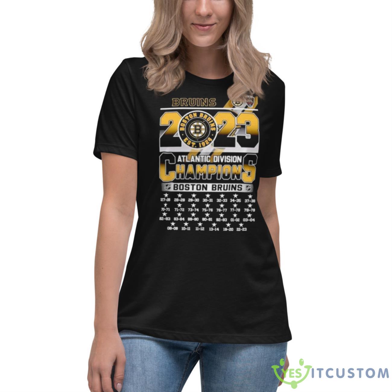 Bruins 2023 Atlantic Division Champions Boston Bruins Shirt 6 Bruins 2023 Atlantic Division Champions Boston Bruins Shirt - Women's Relaxed Short Sleeve Jersey Tee