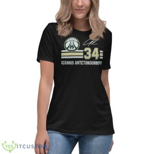 Bucks Giannis Antetokounmpo Signature Jersey Shirt 11 Bucks Giannis Antetokounmpo Signature Jersey Shirt - Women's Relaxed Short Sleeve Jersey Tee