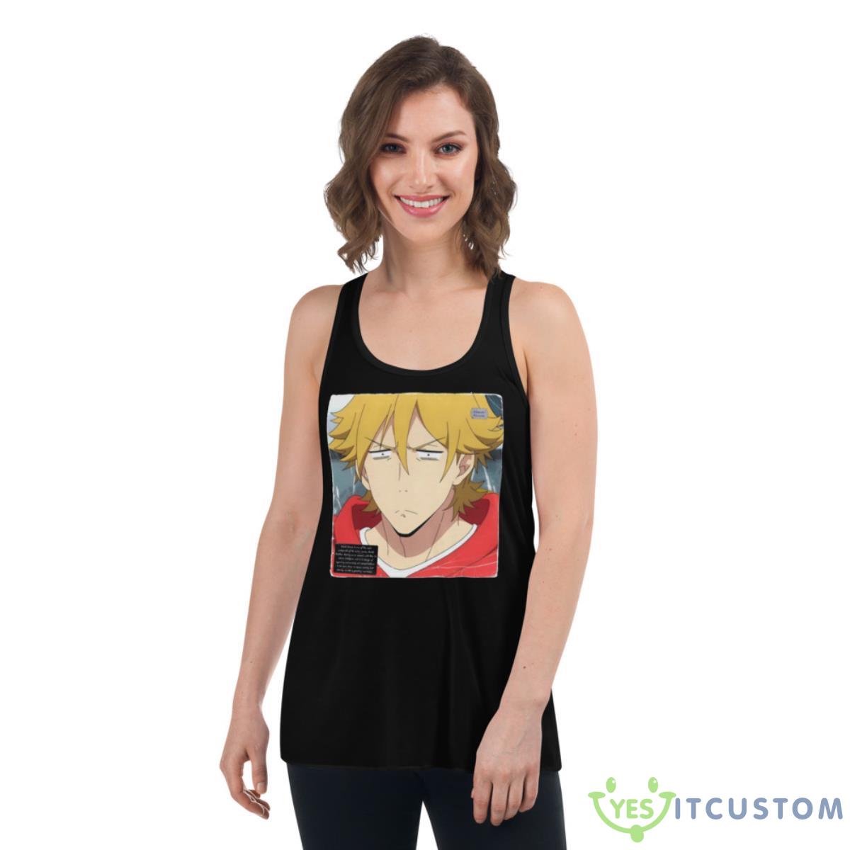 Buddy Daddies Kazuki Kurusu Funny Face Shirt 5 Buddy Daddies Kazuki Kurusu Funny Face Shirt - Women's Flowy Racerback Tank