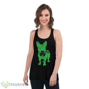 Bulldog Shamrock St. Patrick’s Day Shirt - Women's Flowy Racerback Tank