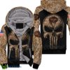 Camouflage Skull New York Jets American Flag Unisex Fleece Hoodie Product Photo 1