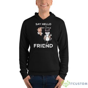 Cartoon Kitten Design Say Hello To My Little Friend Shirt - Unisex Fleece Pullover Hoodie