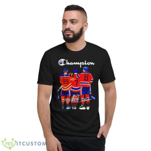 Champion Wayne Gretzky Paul Coffey And Mark Messier Edmonton Oilers Signature Shirt - Short Sleeve T-Shirt
