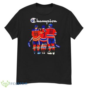 Champion Wayne Gretzky Paul Coffey And Mark Messier Edmonton Oilers Signature Shirt - G500 Men’s Classic T-Shirt