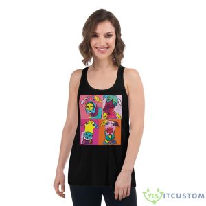 Colored Design Doberman Funny Faces Shirt 10 Colored Design Doberman Funny Faces Shirt - Women's Flowy Racerback Tank