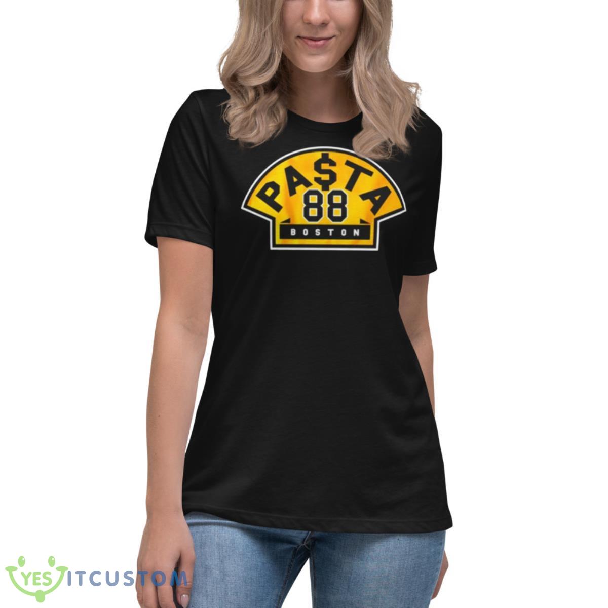 David Pastrnak Pasta Boston Shirt 6 David Pastrnak Pasta Boston Shirt - Women's Relaxed Short Sleeve Jersey Tee