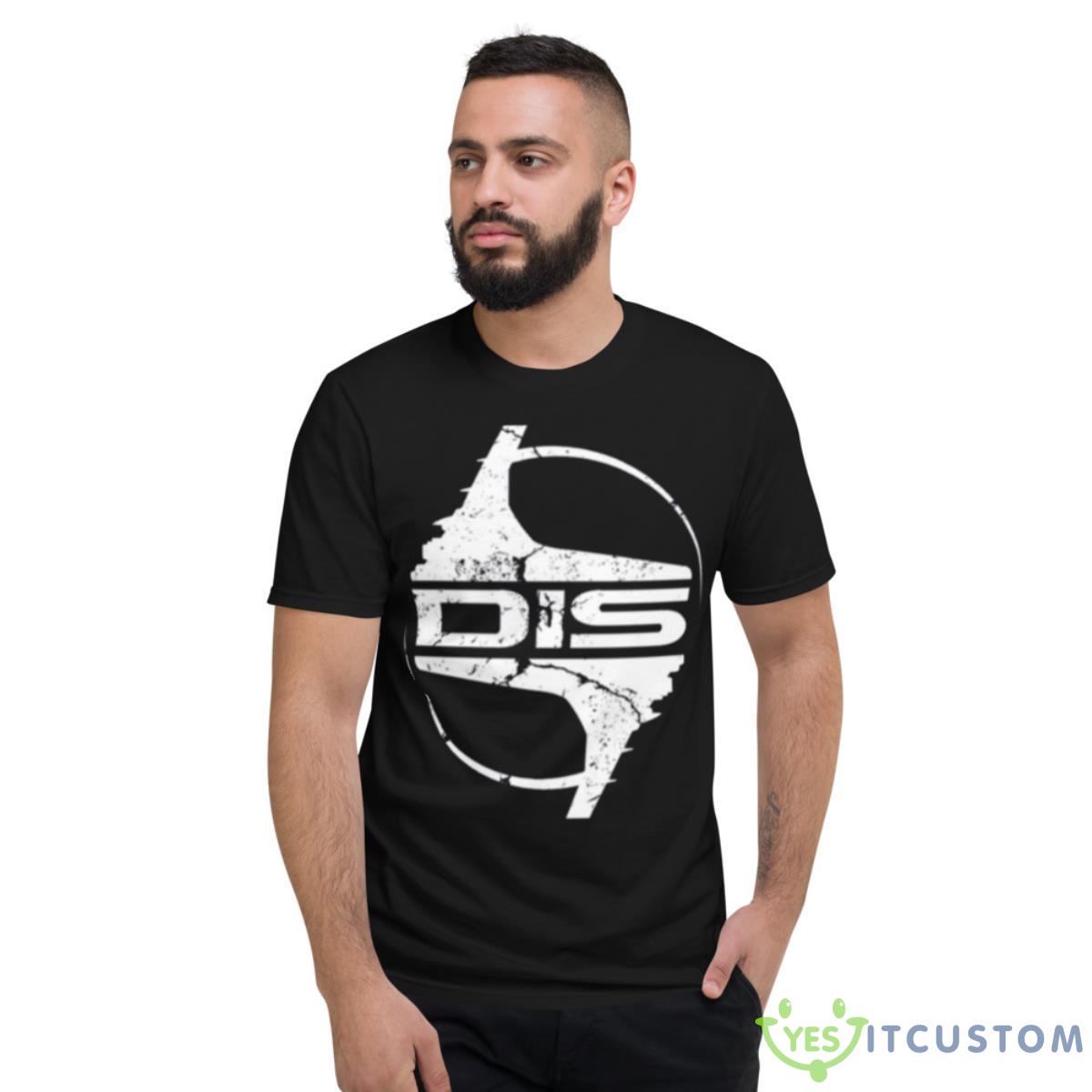 Dis Round Badge In White Shirt 2 Dis Round Badge In White Shirt - Short Sleeve T-Shirt