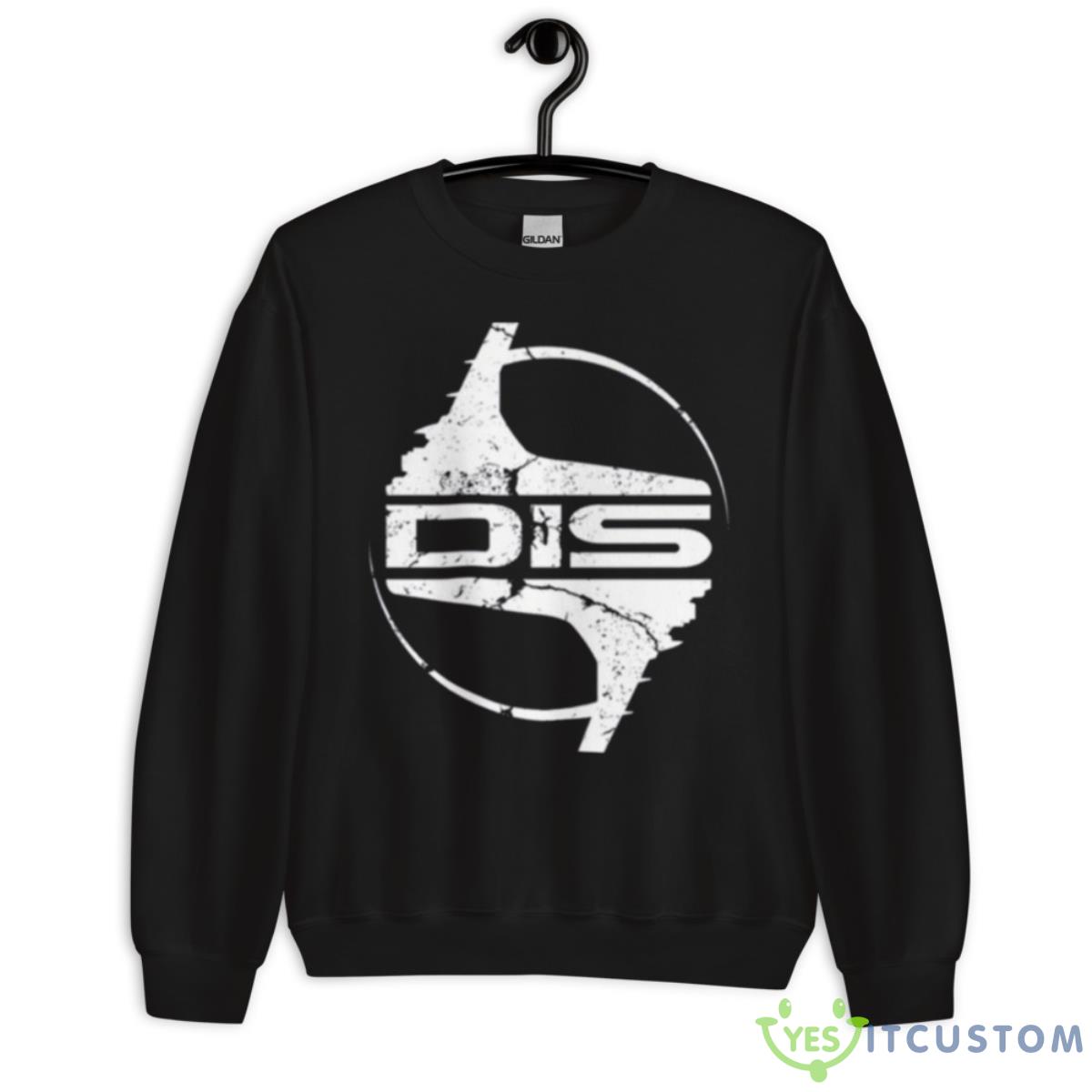 Dis Round Badge In White Shirt 3 Dis Round Badge In White Shirt - Unisex Crewneck Sweatshirt