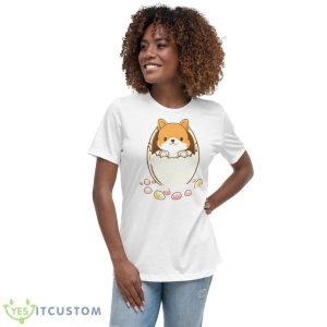 Dog In The Egg Cartoon Design Shirt - Women's Relaxed Short Sleeve Jersey Tee
