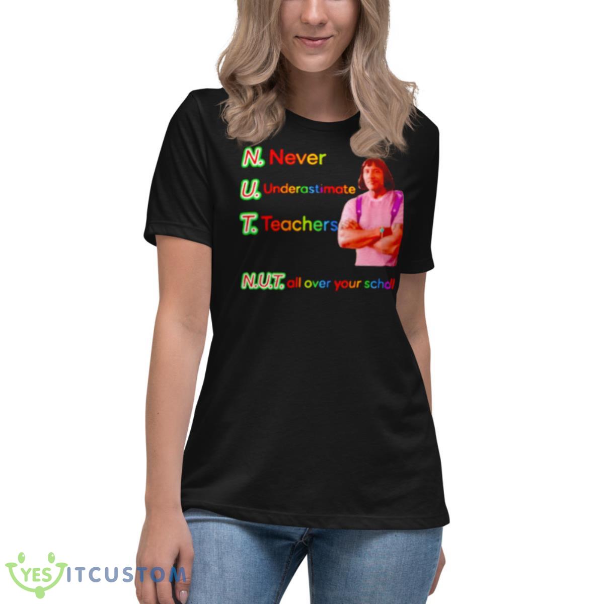 Dwayne Johnson Never Underestimate Teachers Shirt 6 Dwayne Johnson Never Underestimate Teachers Shirt - Women's Relaxed Short Sleeve Jersey Tee