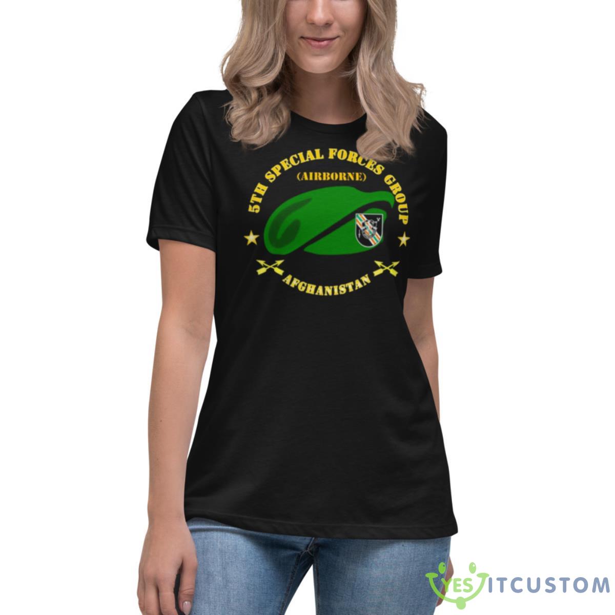 Emblem Sof 5th Sfg Beret Afghanistan Shirt 6 Emblem Sof 5th Sfg Beret Afghanistan Shirt - Women's Relaxed Short Sleeve Jersey Tee