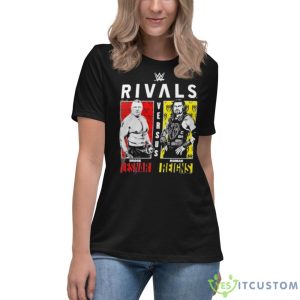 Fanatics Branded WWE Rivals Roman Reigns Vs. Brock Lesnar Shirt - Women's Relaxed Short Sleeve Jersey Tee