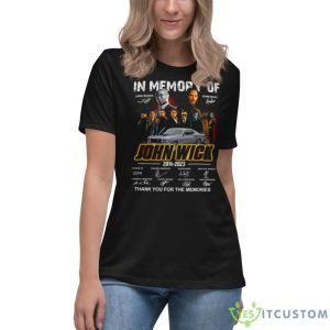 In Memory Of John Wick 2014 – 2023 Thank You For The Memories Signatures Shirt 11 In Memory Of John Wick 2014 – 2023 Thank You For The Memories Signatures Shirt - Women's Relaxed Short Sleeve Jersey Tee
